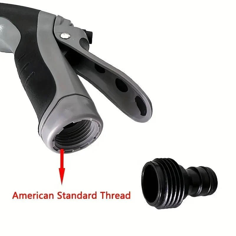 Long Handle Garden Hose Nozzle with Three Spray Patterns and Flow Lock