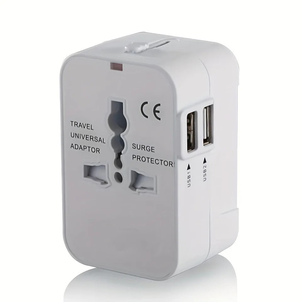 Travel Adapter with Dual USB Ports and Dual Voltage for International Use