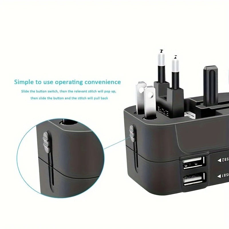 Travel Adapter with Dual USB Ports and Dual Voltage for International Use