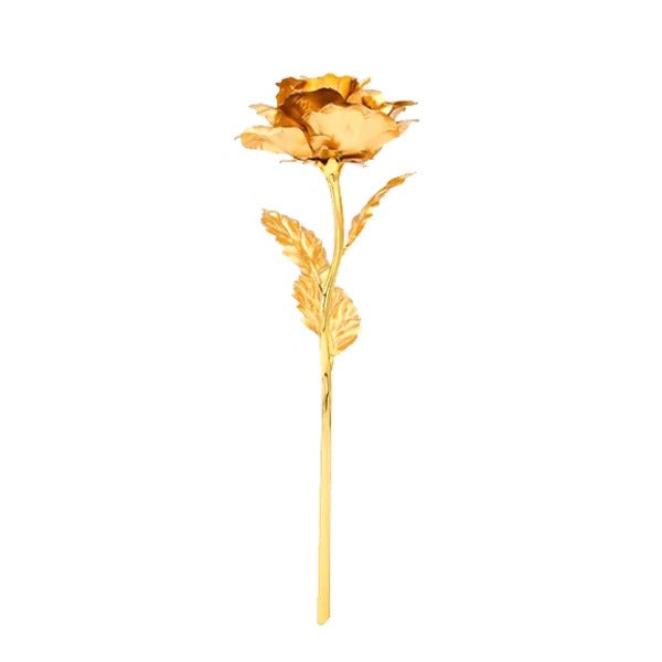 Preserved Real Rose with 24K Gold Plating and Gift Box, 11-12 Inches
