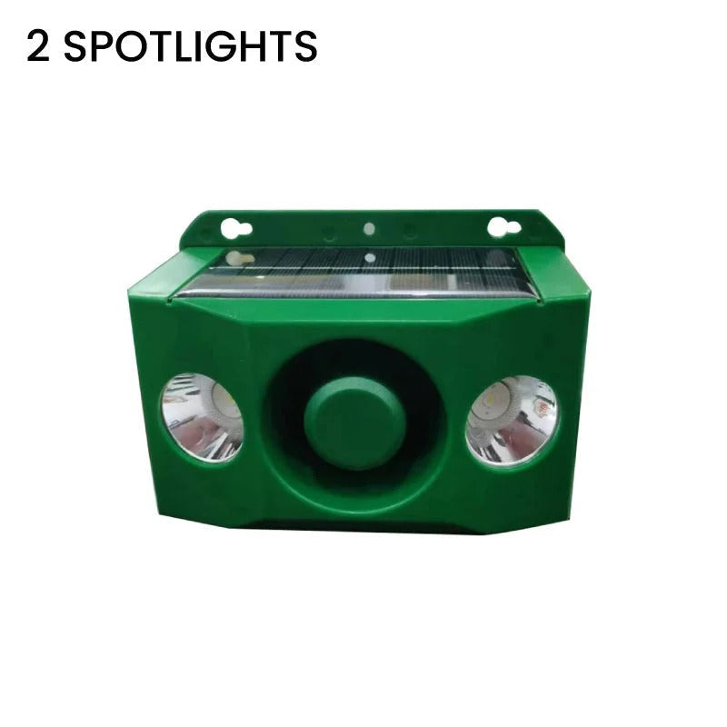 Solar Motion Activated Animal Deterrent with Dual Spotlights and Alarm