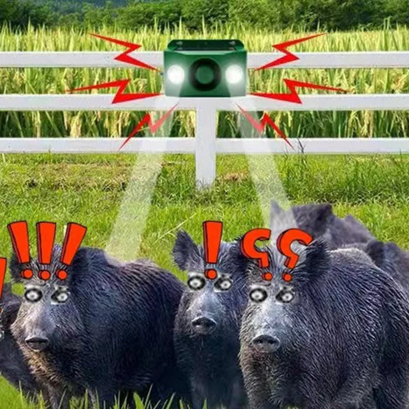Solar Motion Activated Animal Deterrent with Dual Spotlights and Alarm