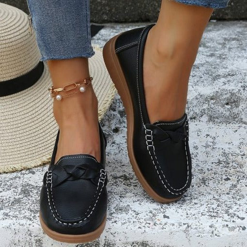 Womens Slip-On Loafers with 3D Arch Support and Wide Toe Box, Breathable Material
