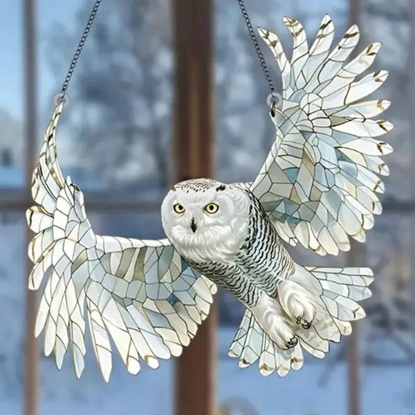 Acrylic Bird Suncatcher with Hanging Loop and Colored Light Reflection