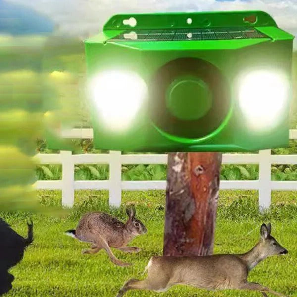 Solar Motion Activated Animal Deterrent with Dual Spotlights and Alarm