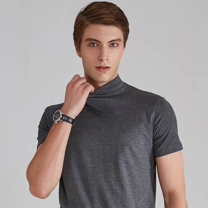 Mens Turtleneck Shirt with Cotton Blend Fabric and Full Length Sleeves, 5 Colors