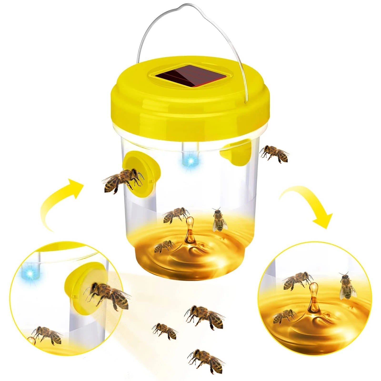 Solar Wasp and Bee Trap with UV Light and Dual Entry Tunnels, 6-Pack