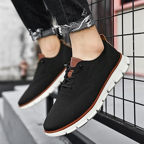 Business Casual Knit Shoes with Wide Orthopedic Toe Box and Breathable Construction