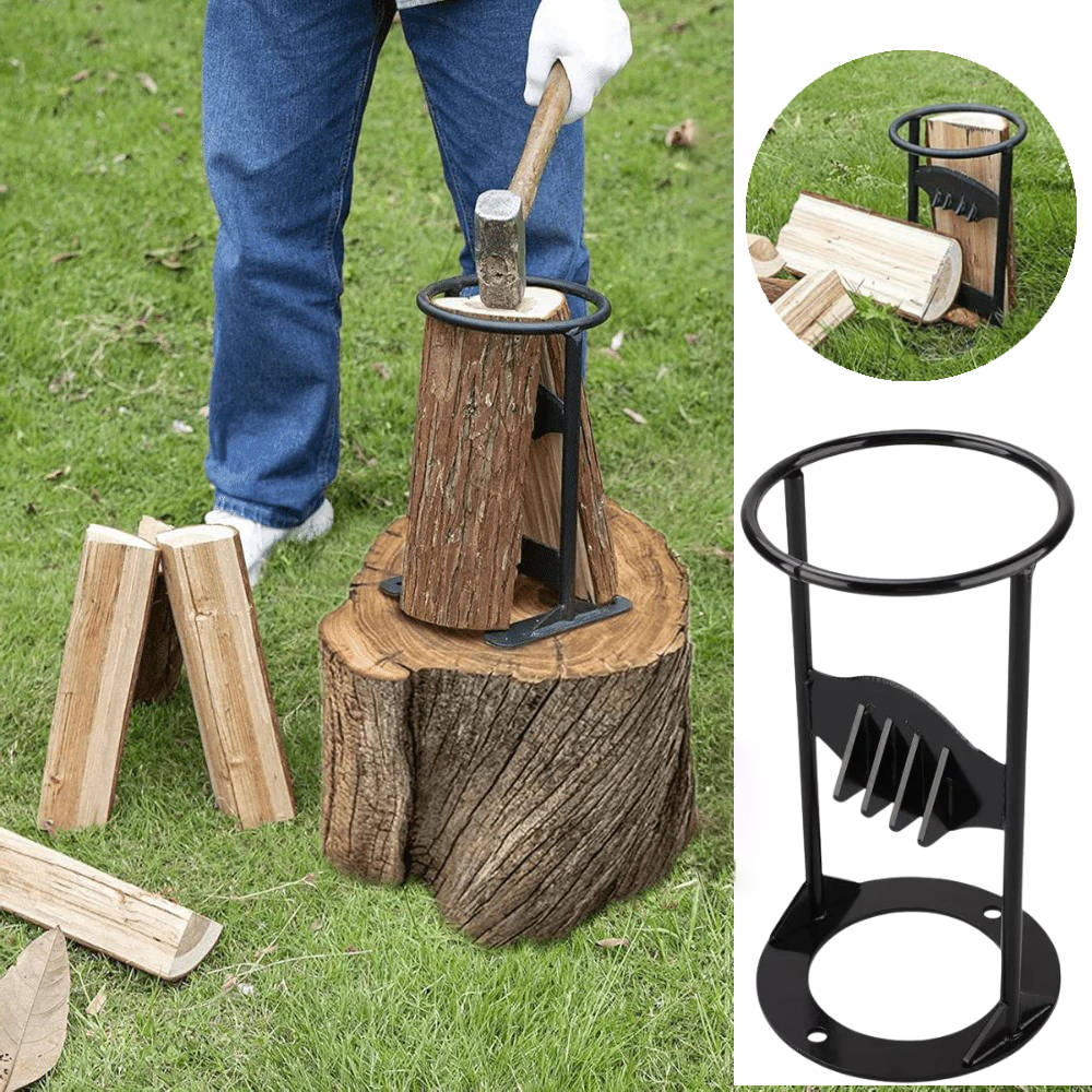 Manual Cast Iron Log Splitter with Wedge Design and Stable Base