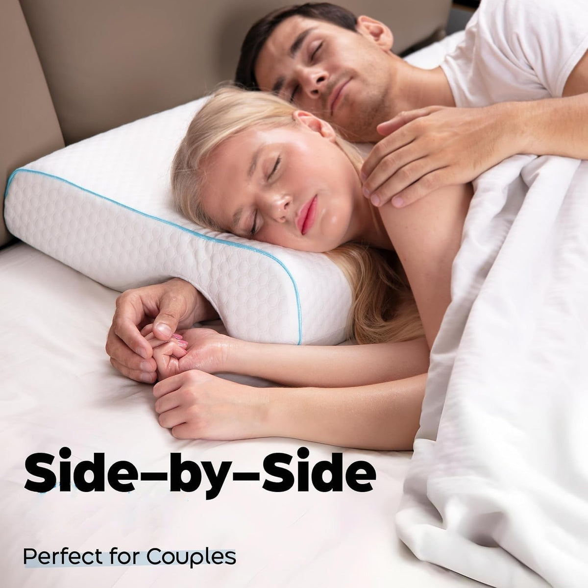 Arm Tunnel Pillow for Couples with Memory Foam and Breathable Knit Cover