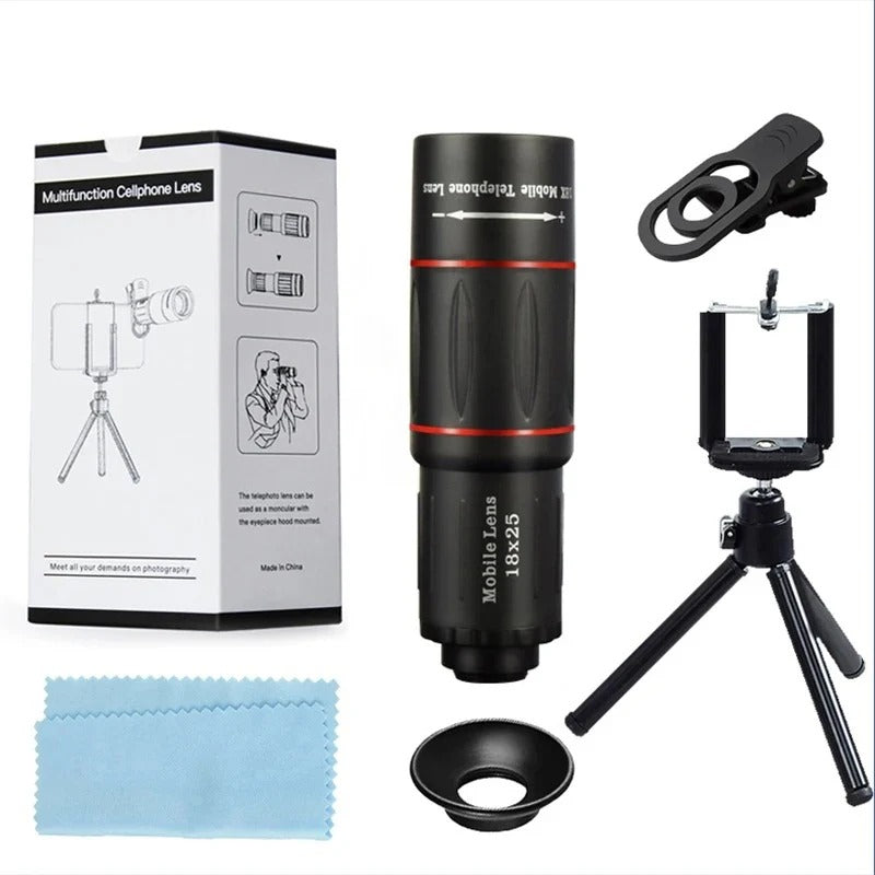 Smartphone Telescope Lens 18X Magnification with Tripod Mount and Phone Clip