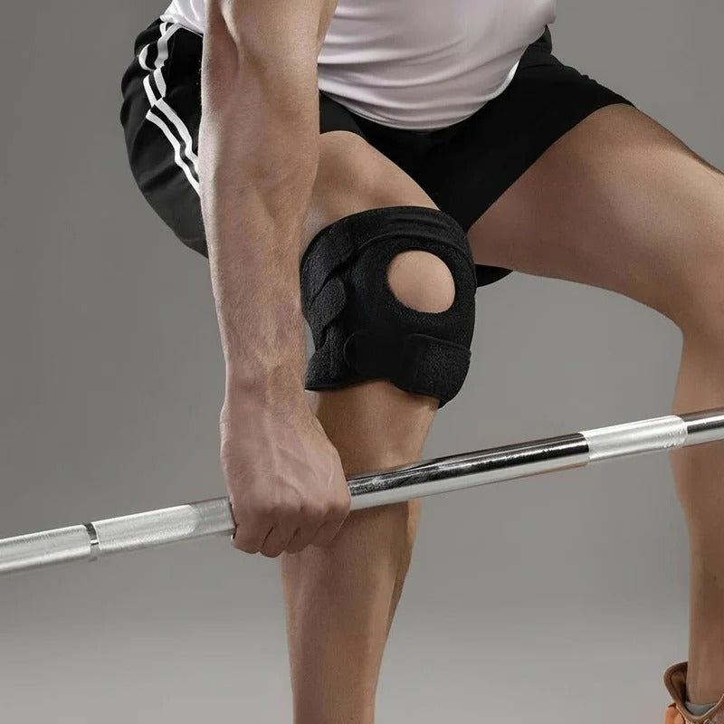 Adjustable Knee Brace with Silicone Ring and Dual Side Stabilizers