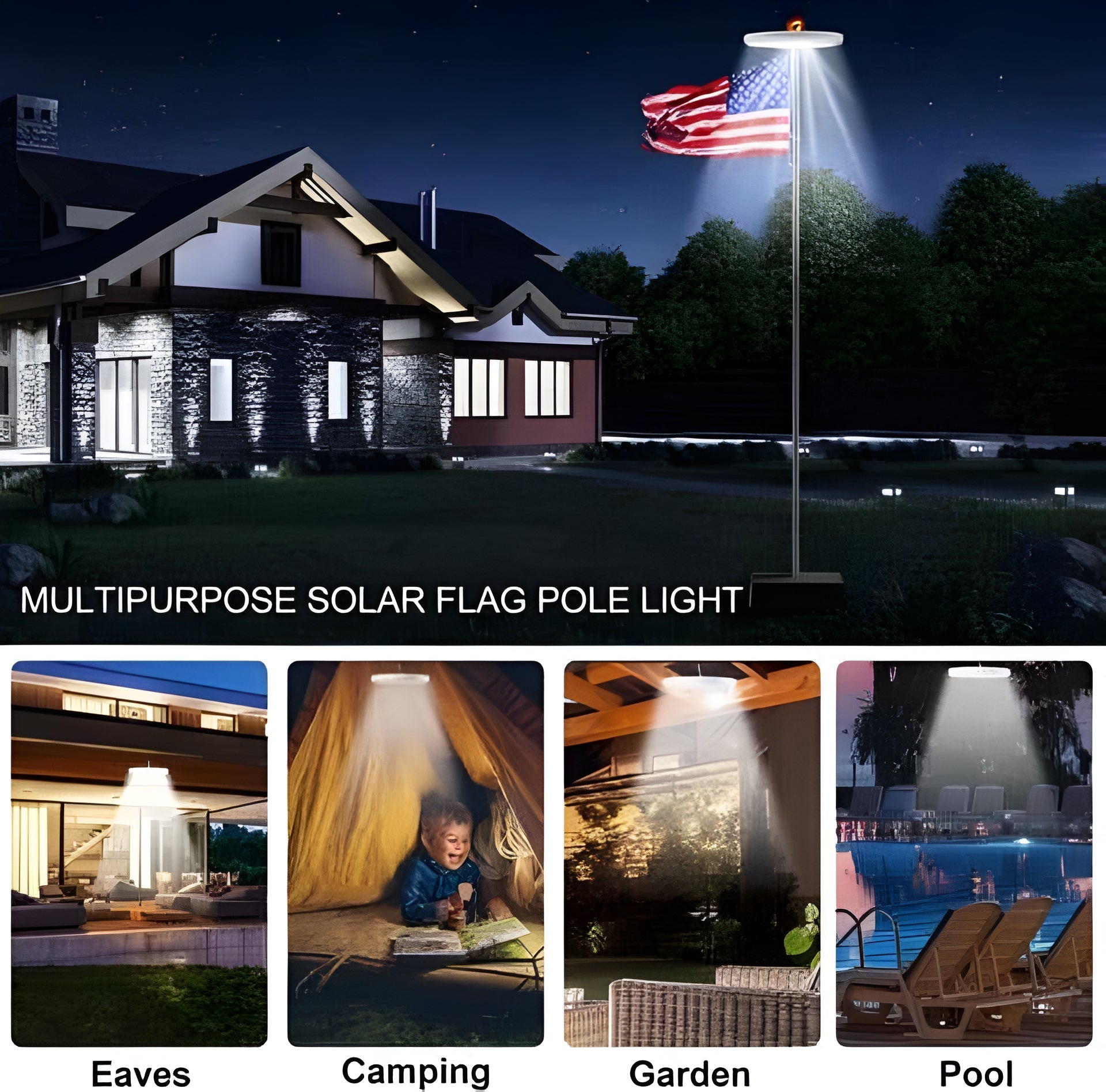 Solar Flagpole Light with 26 LED and Automatic Dusk to Dawn Operation