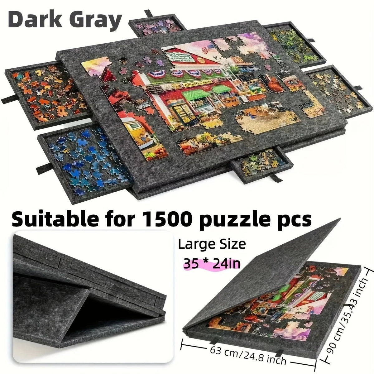 Portable Puzzle Table with Six Sorting Drawers Stand and Cover Lid for 1000 Piece Puzzles