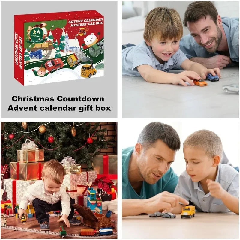 Christmas Advent Calendar with 24 Pull Back Mini Cars and Colorful Racing Vehicles