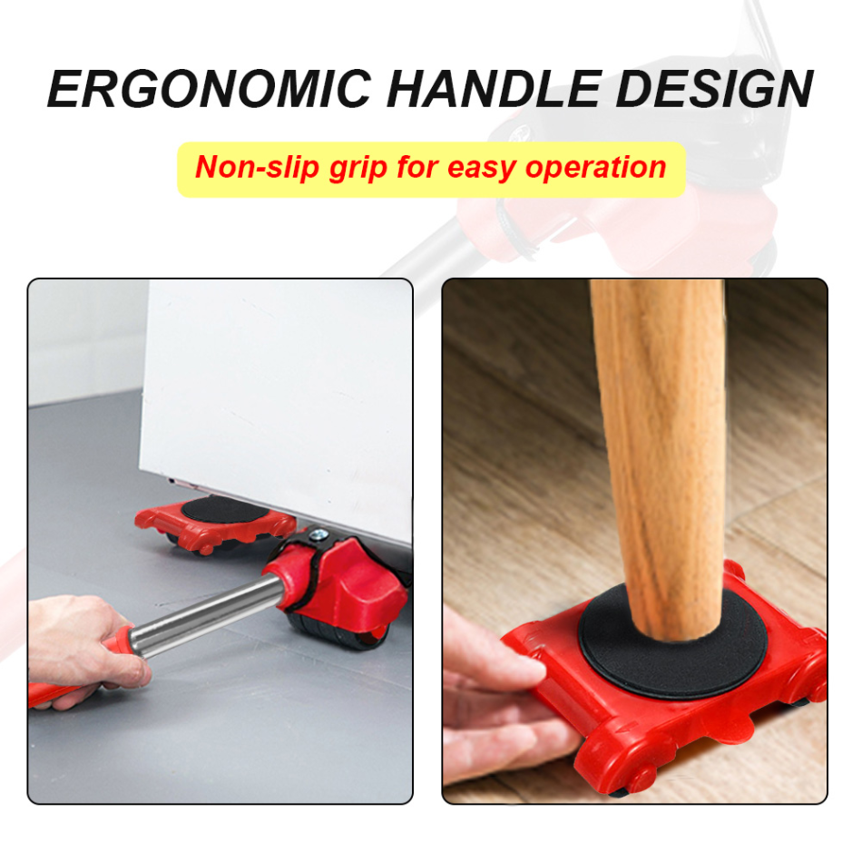 Rotating Furniture Pads with Lifting Bar and 360-Degree Wheels, Non-Marking