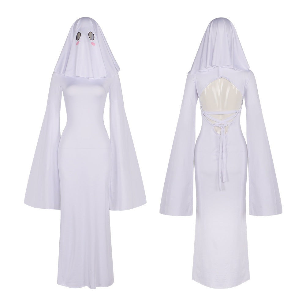 White Ghost Bride Dress with Molded Face Mask and Fitted Silhouette All Vera Mart