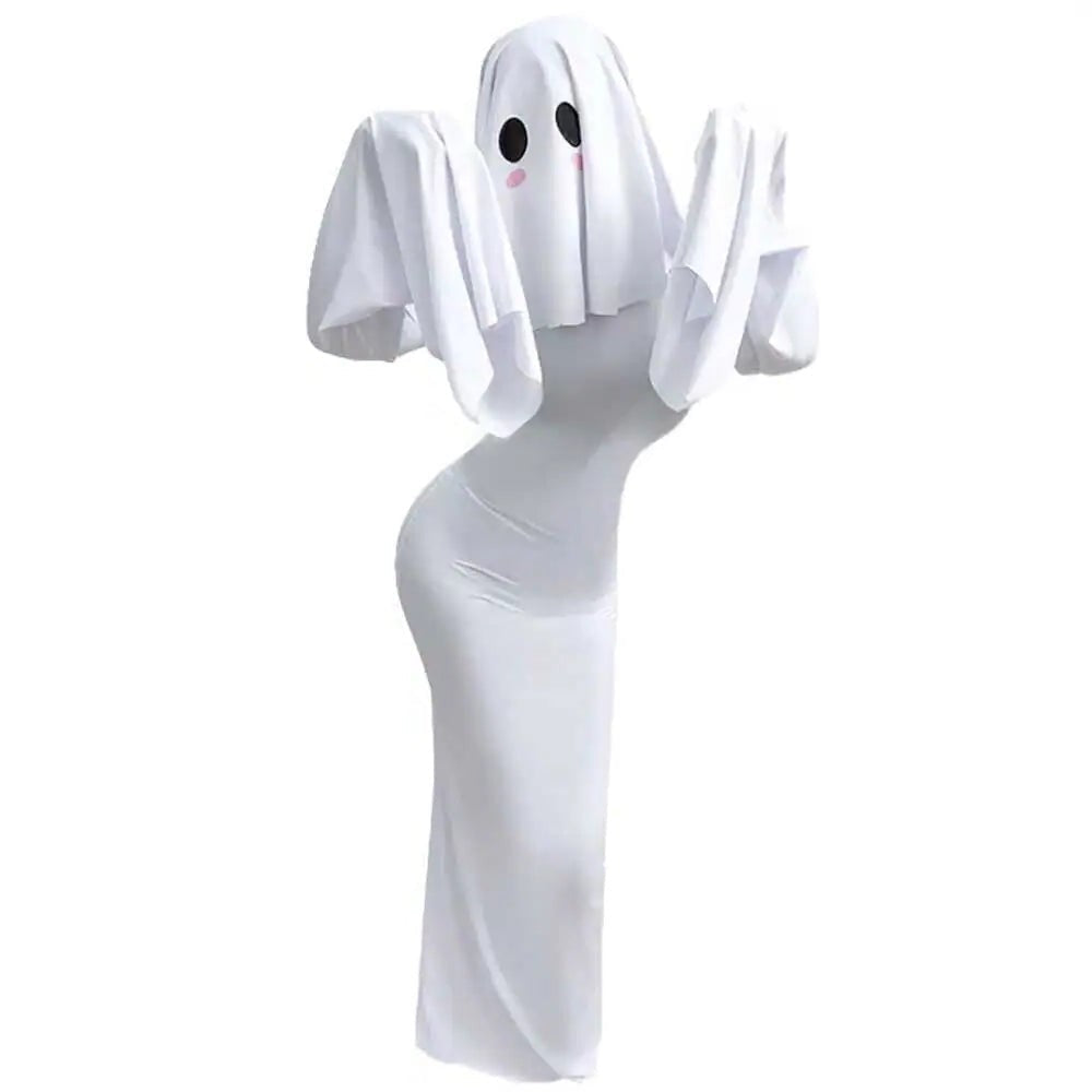 White Ghost Bride Dress with Molded Face Mask and Fitted Silhouette All Vera Mart