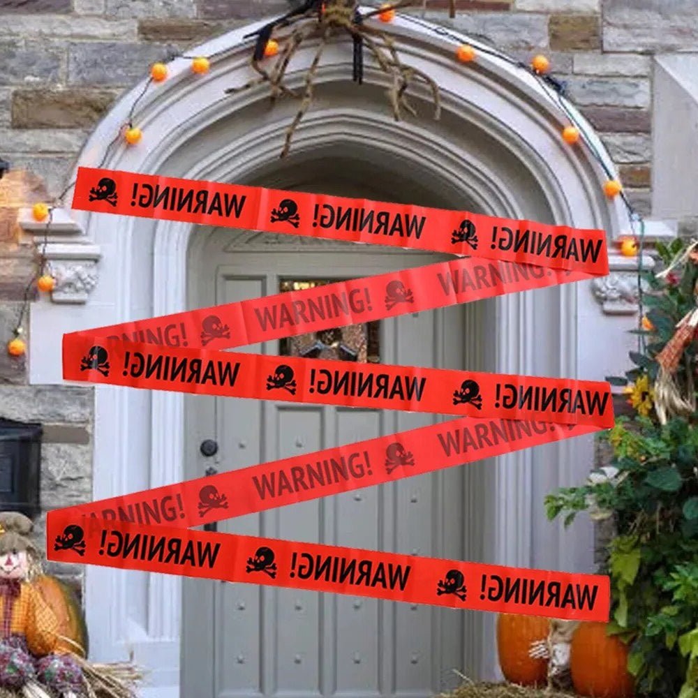 Halloween Caution Tape Rolls with Yellow and Black Warning Print, 16.4ft