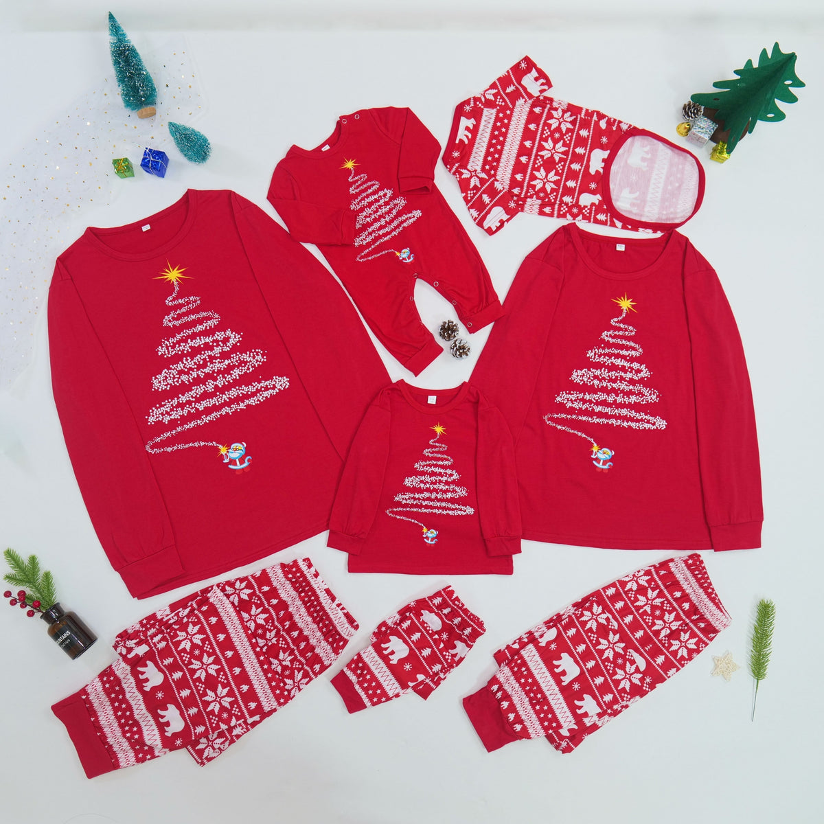 Matching Christmas Pajamas for Family Coordinating Sets with Reindeer Print
