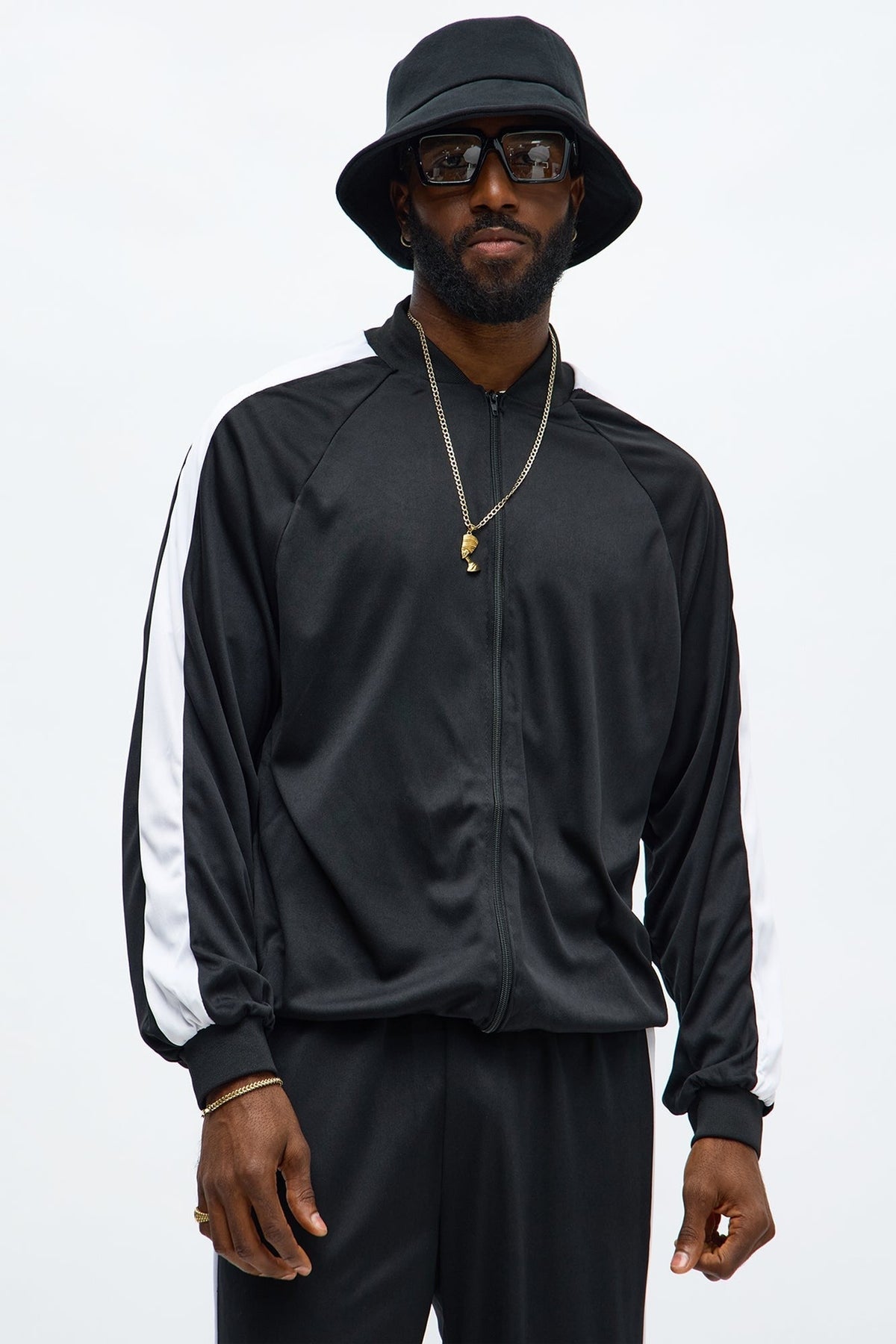 Black and White Hip Hop Costume Set for Adults with Breathable Fabric