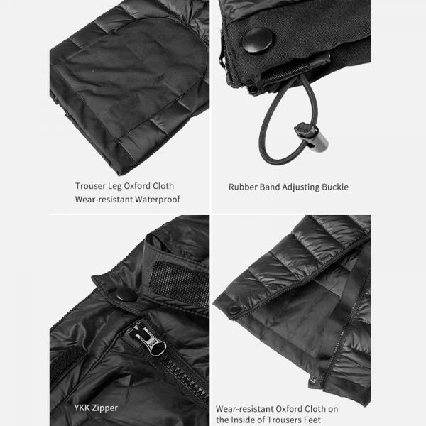 Insulated Down Pants with Side Zippers and Goose Down Filling for Winter Hiking