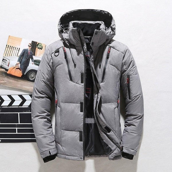 Hooded Zip Jacket with Thick Polyester and Removable Hood for Fall Winter