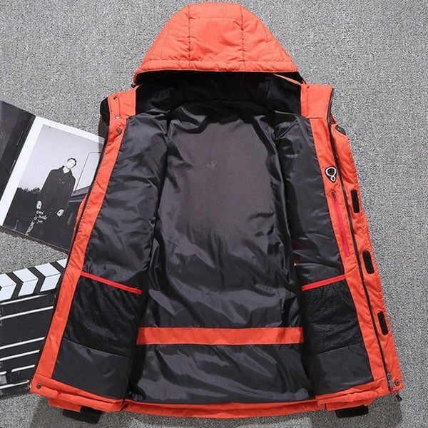 Hooded Zip Jacket with Thick Polyester and Removable Hood for Fall Winter