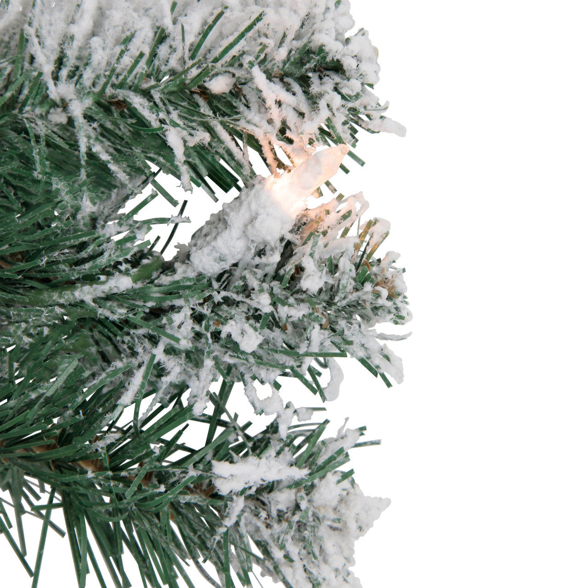 Pre Lit White Christmas Wreath with 50 Clear Mini Lights and Metal Frame, 24 Inch