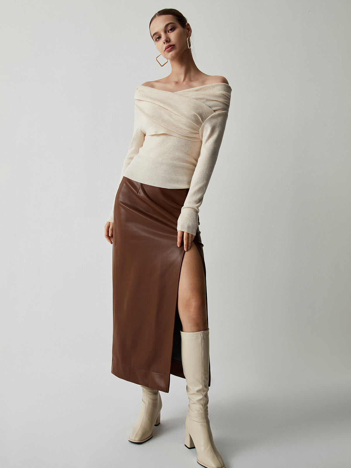 Knit Top with Polyester Acrylic Blend and Long Sleeves for Layering
