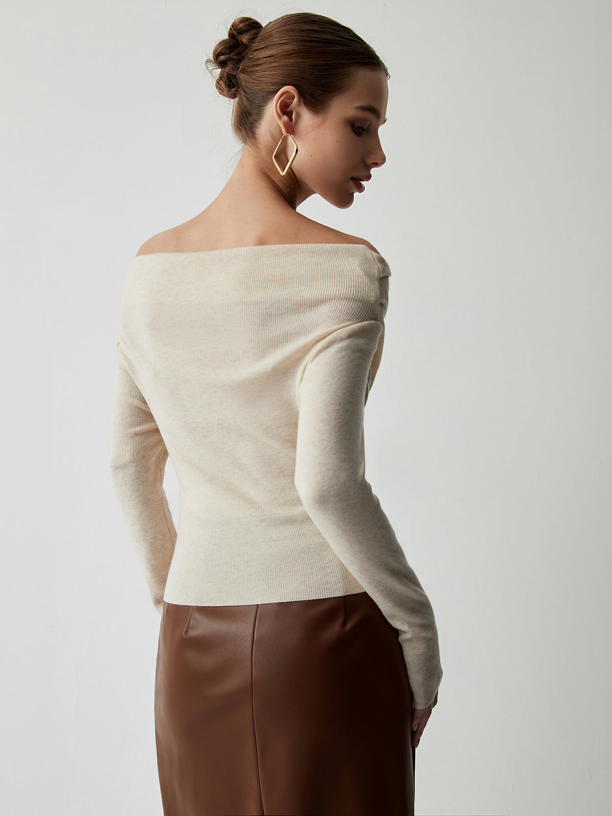 Knit Top with Polyester Acrylic Blend and Long Sleeves for Layering