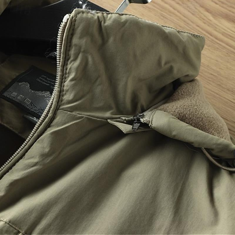Full Zip Hooded Jacket with Insulated Lining and Adjustable Drawstring, Weather Resistant