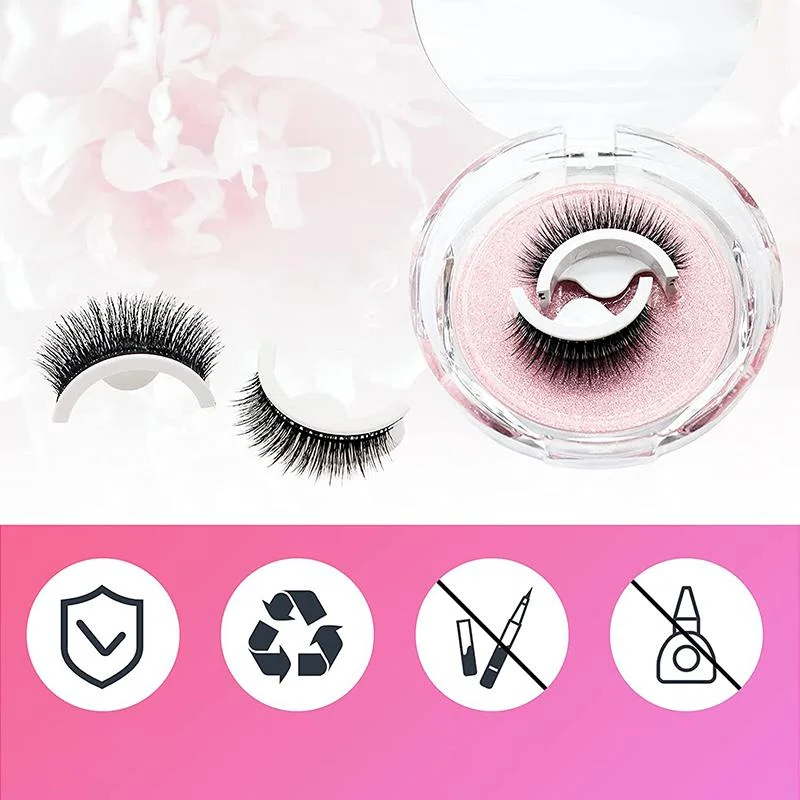 Self-Adhesive Eyelashes with Replacement Strips, Reusable Synthetic Fiber