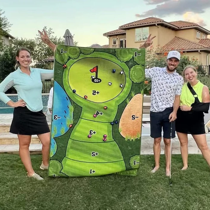 Sticky Mat Golf Game with 16 Balls and Turf Pad, 5 Game Modes