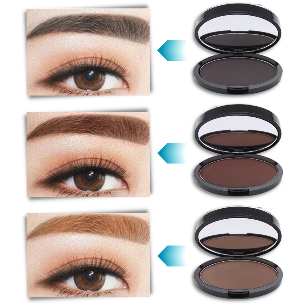 Eyebrow Stamp Set with Dual Applicators and Water-Resistant Powder, Light Brown Dark Brown and Light Gray