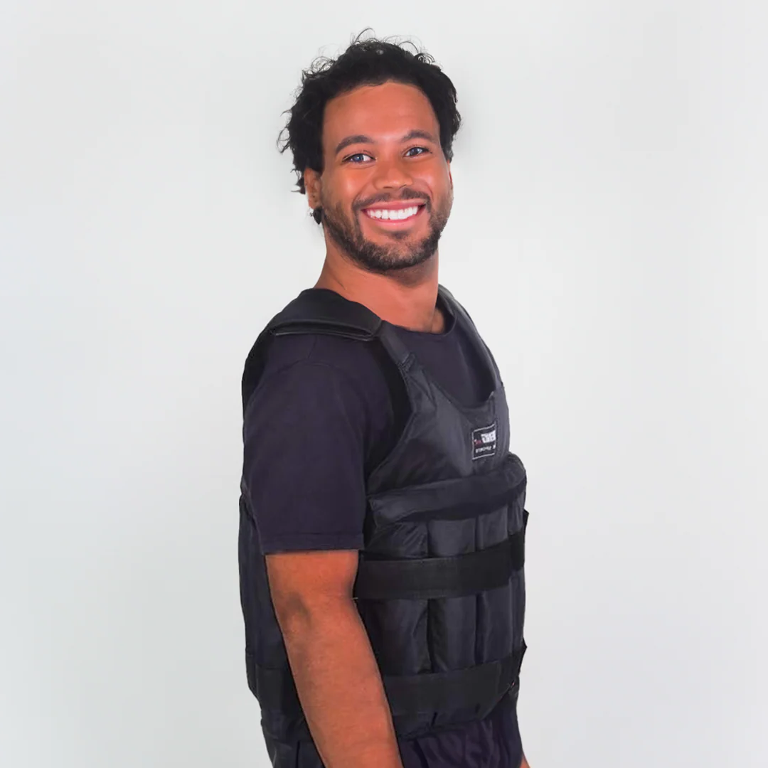 Adjustable Weighted Vest with 110 Pound Capacity and Secure Strap System