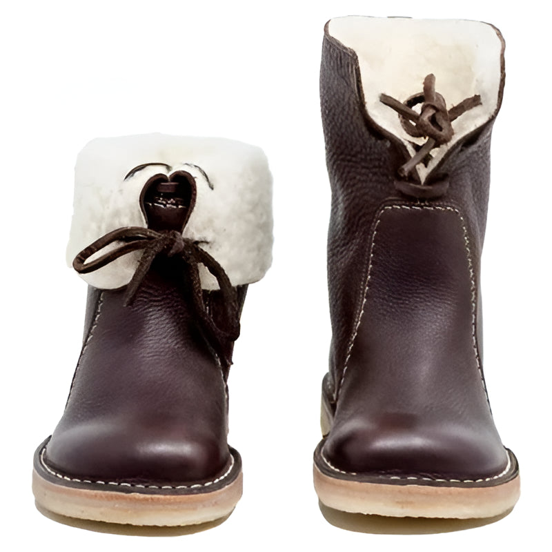 Winter Boots with Wool Lining and Natural Rubber Sole, Lace Closure