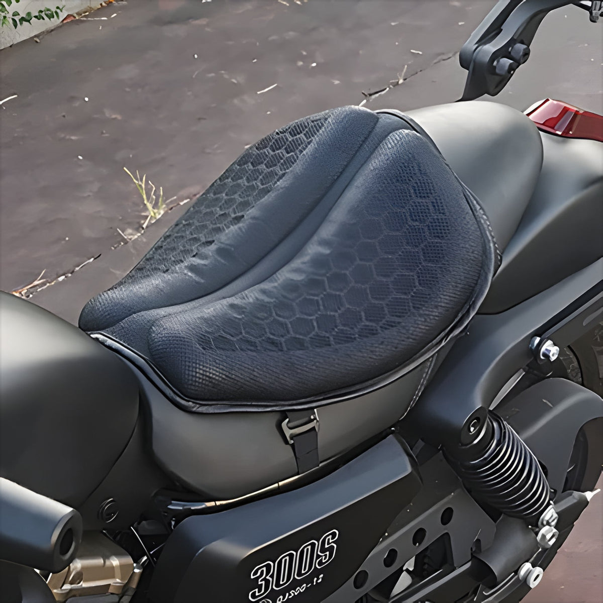 Motorcycle Seat Cushion with Gel Core and Petal Design, Dual Strap Attachment