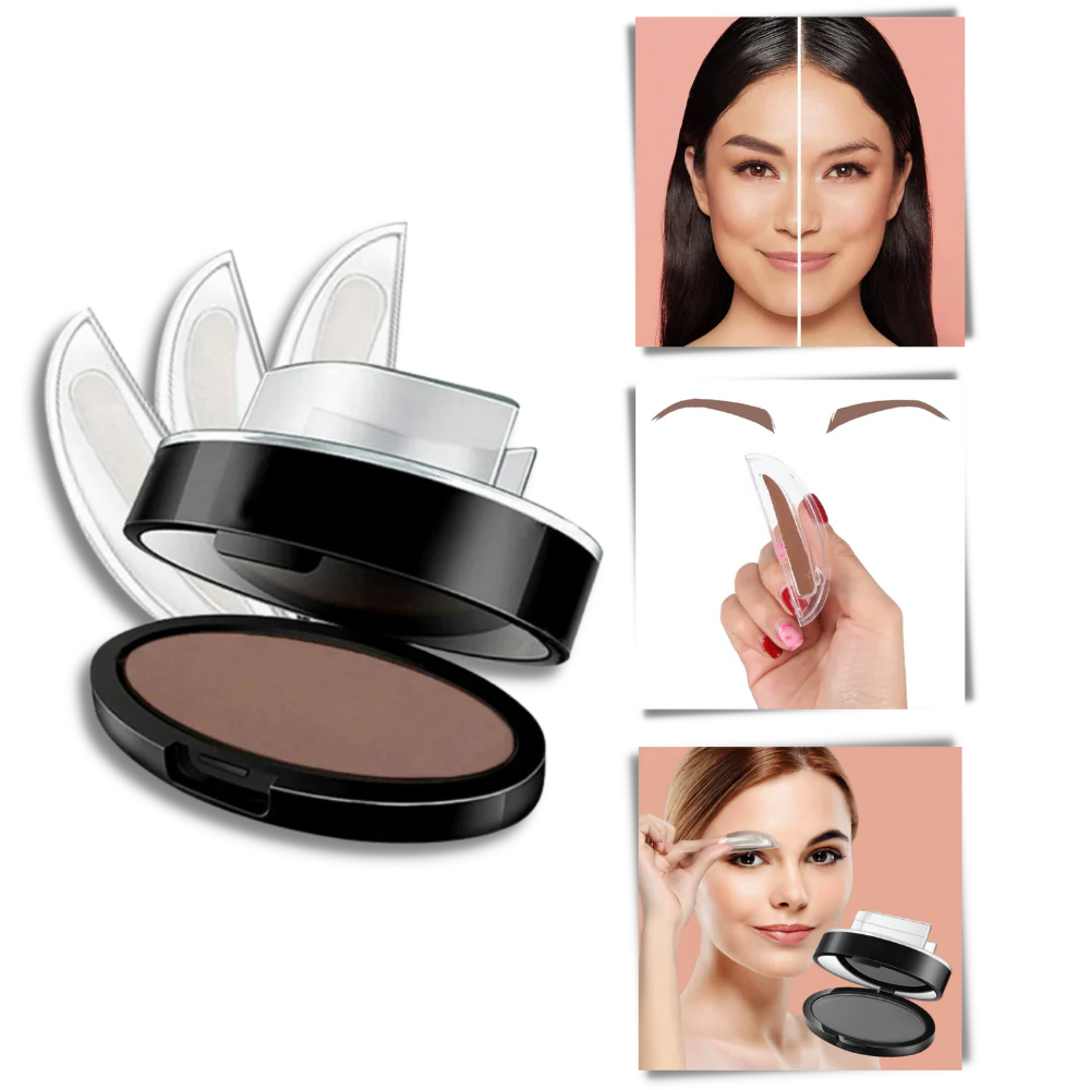 Eyebrow Stamp with Dual Shaped Stamps and Sponge Applicator, Waterproof Powder