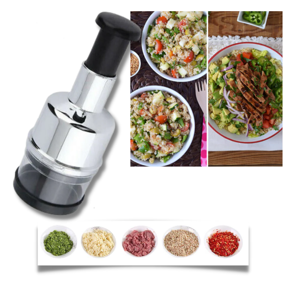 Manual Vegetable Chopper with Stainless Steel Blades and Disassembling Design