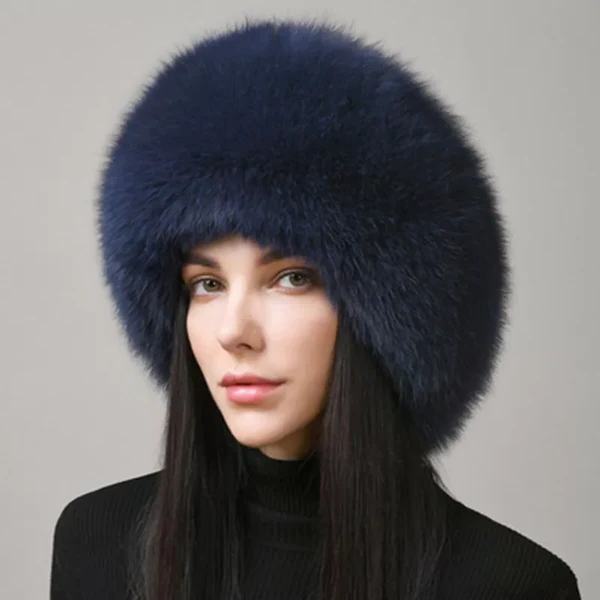 Fur Hat with Built-In Earmuffs and Full Head Coverage for Women
