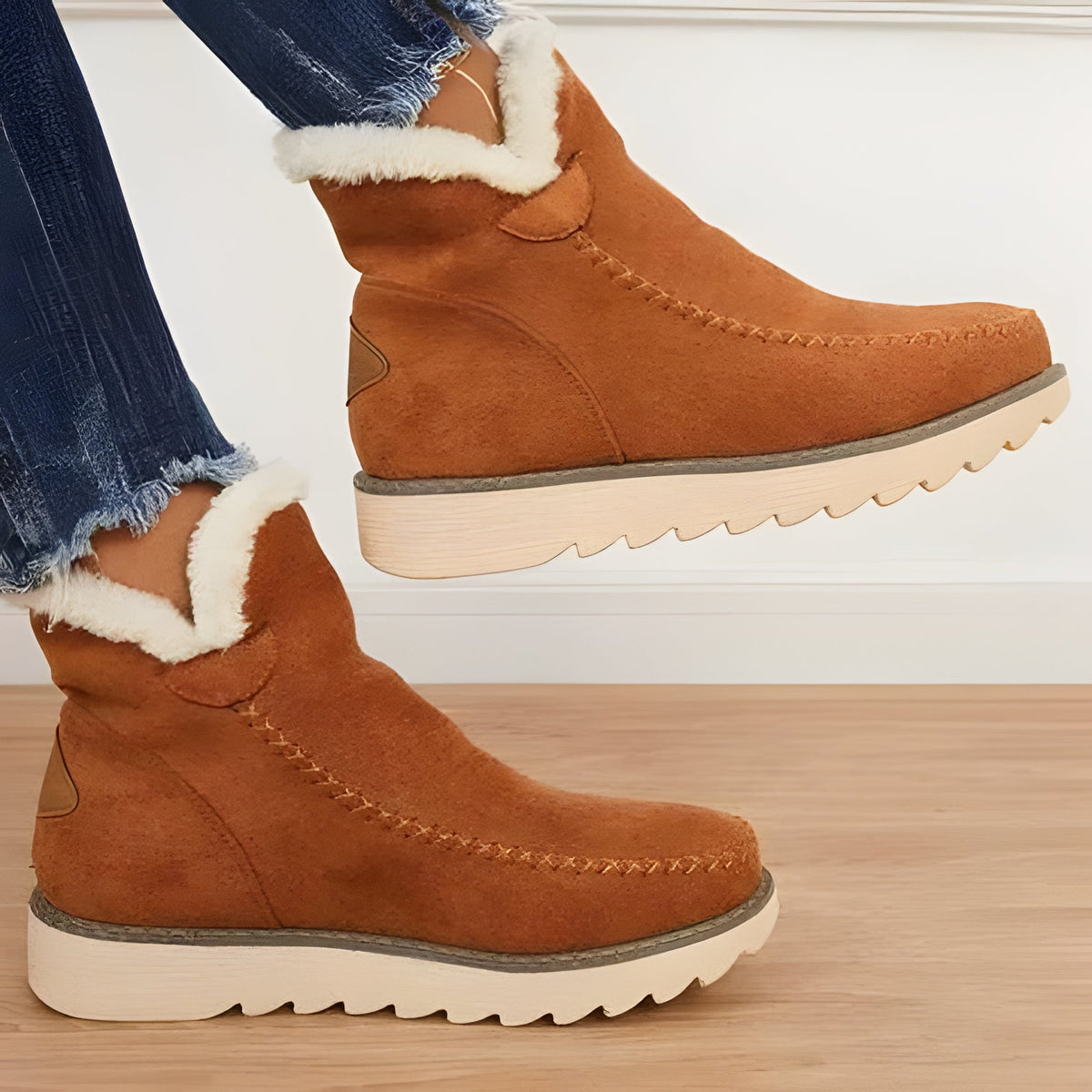 Insulated Ankle Boots with Slip-On Elastic Lace and Textured Grip Sole