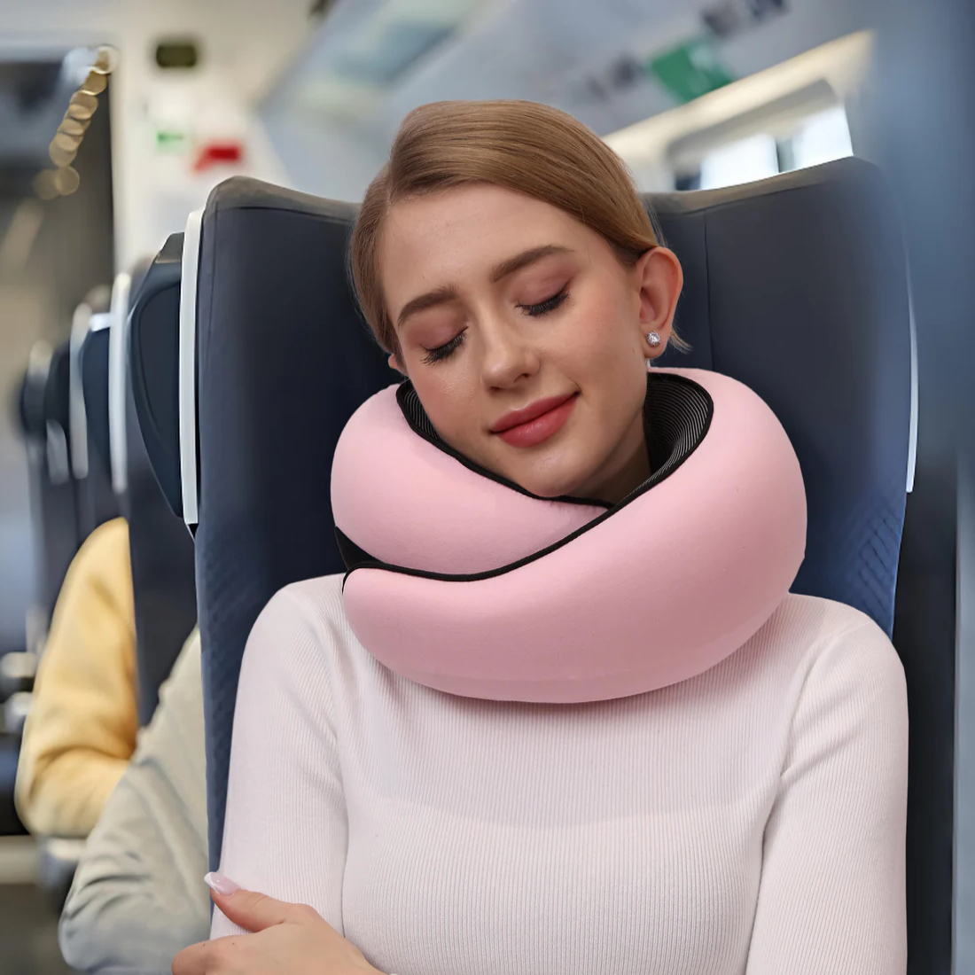 Neck Support Pillow with Snap Closure and Sleep Mask, Travel Kit