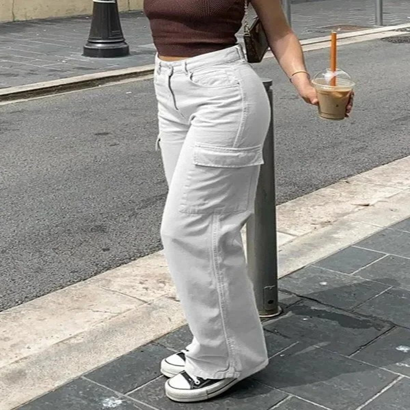 Cargo Pants with Multiple Pockets and Adjustable Waist Belt, Loose Fit Cotton Blend