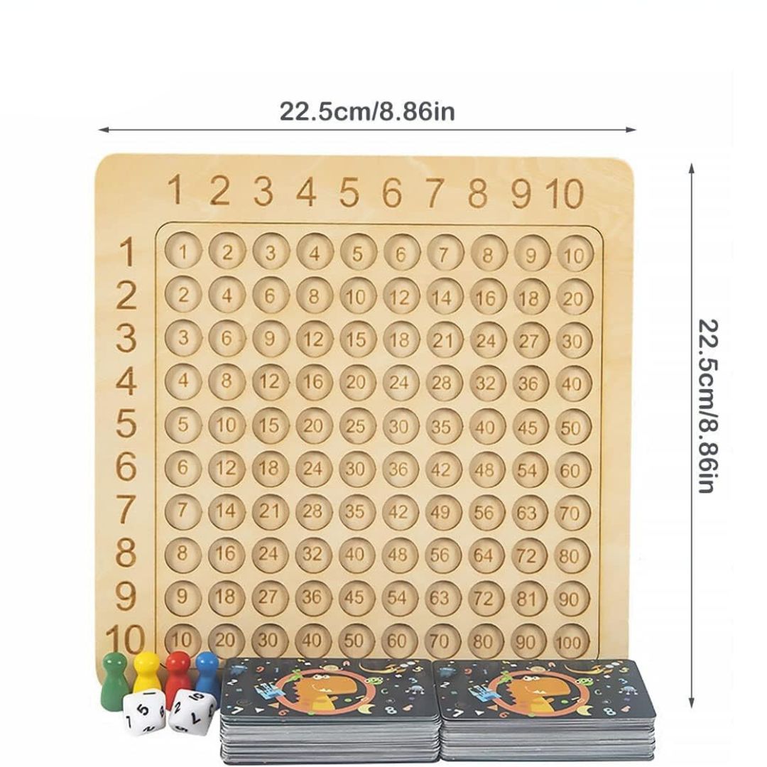 Wooden Number Learning Board for Counting, Addition and Multiplication