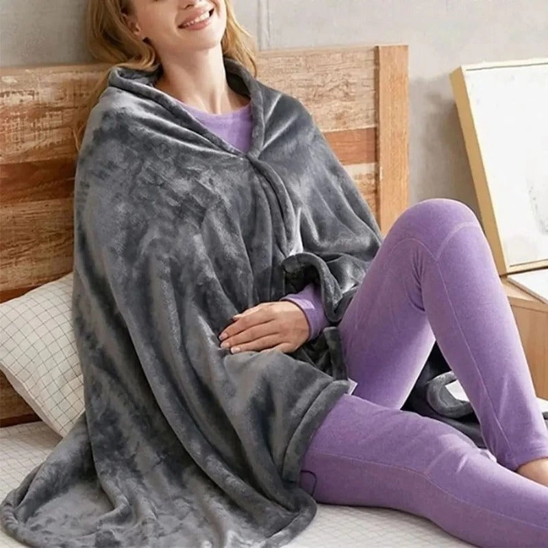 Electric Heated Blanket with Adjustable Temperature Control and Power Bank Support