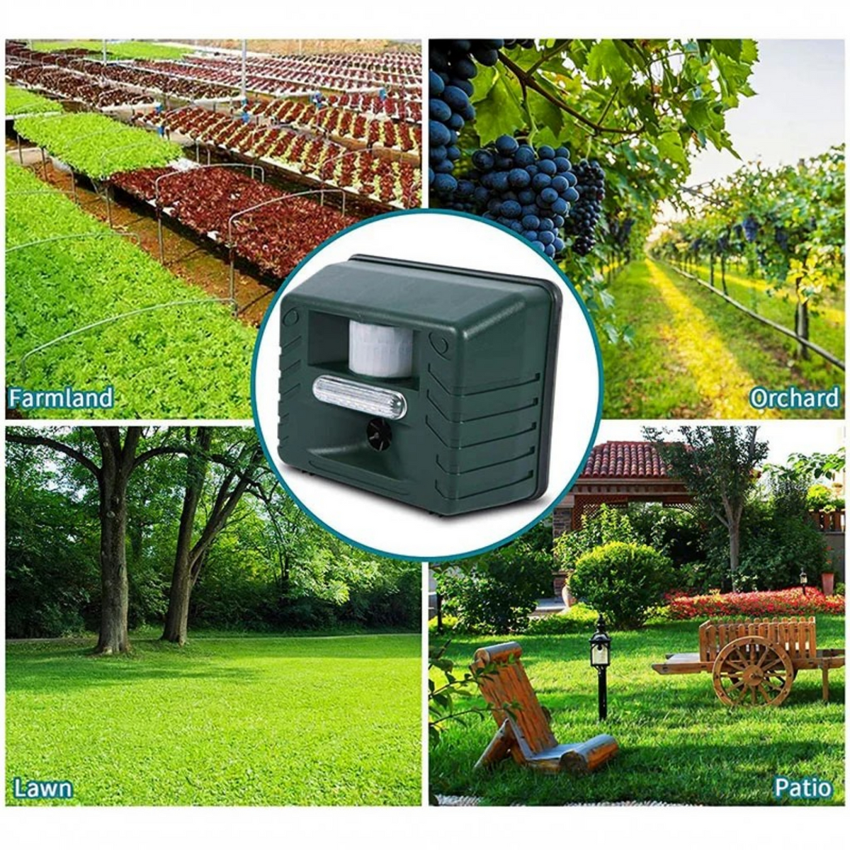Ultrasonic Animal Repeller with Motion Sensor and 170-Degree Coverage for Gardens
