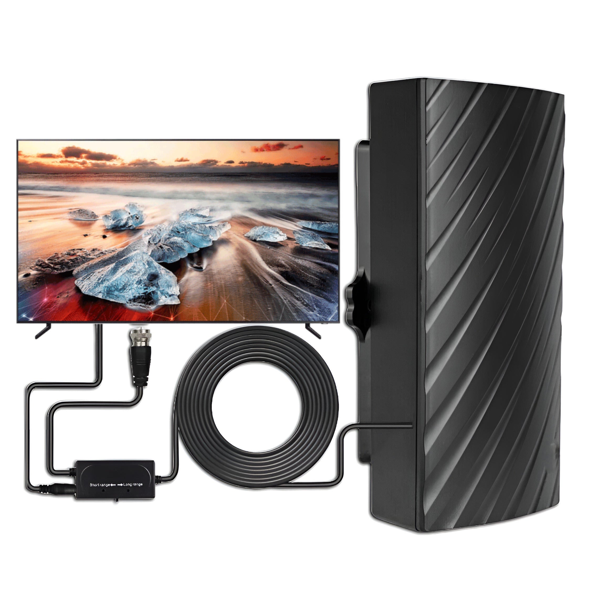 Amplified HDTV Antenna with 460 Mile Range and 39dB Smart IC Chip, Indoor Outdoor