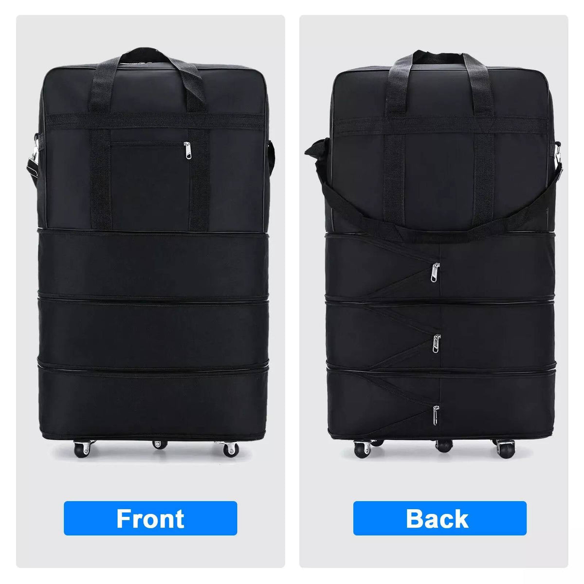 Wheeled Travel Duffle Bag with Three-Stage Expansion and Rotating Wheels, 42in