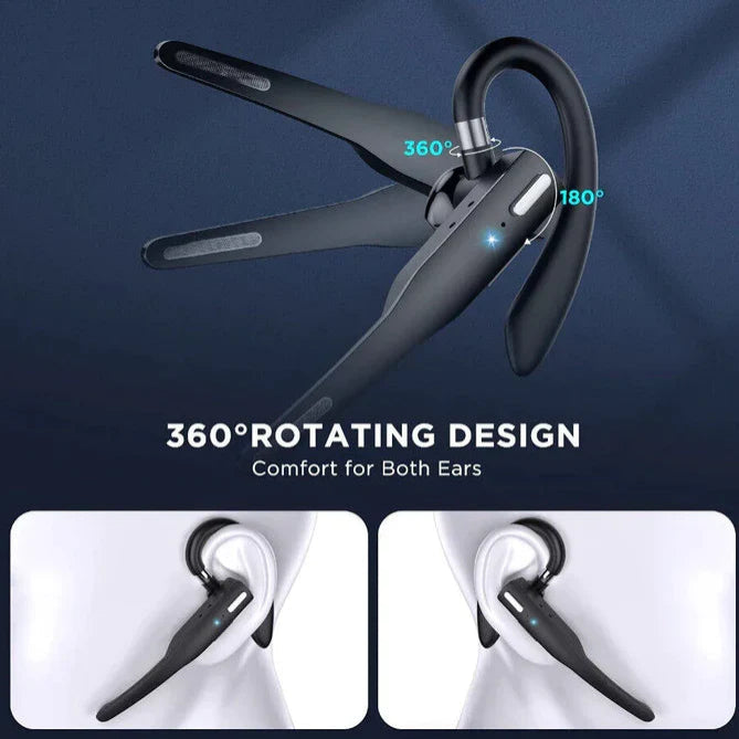 Wireless Bluetooth Headset with Dual Microphone Noise Cancelling and Dual Device Pairing